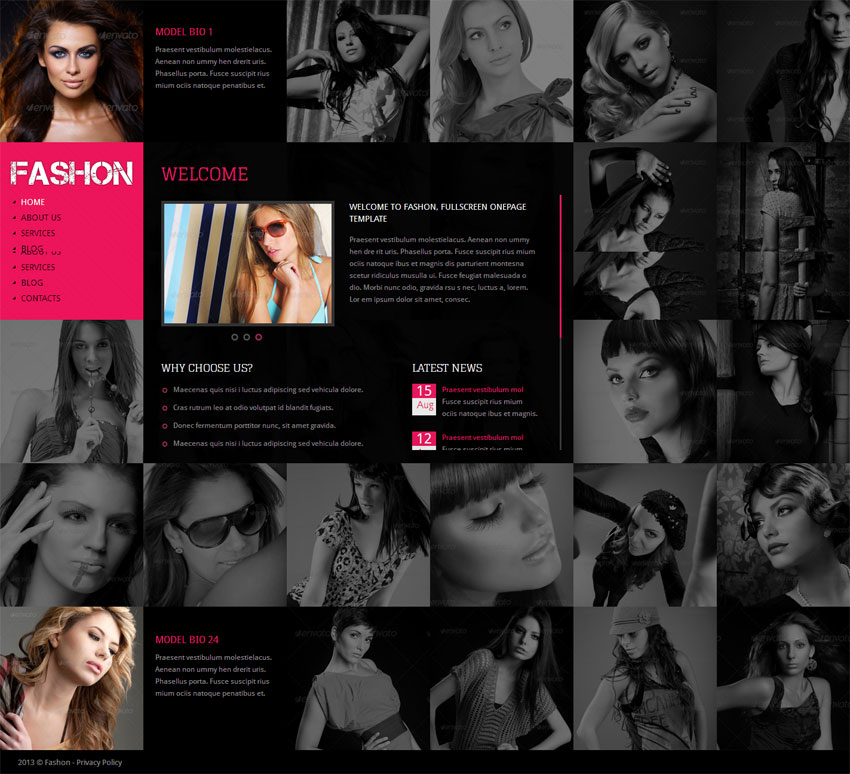 jquery html5 win8黑色格子风格的时尚女性模特展示...