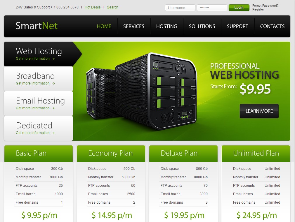 绿色主题网络企业网站页面模板风格简洁清新源码下载