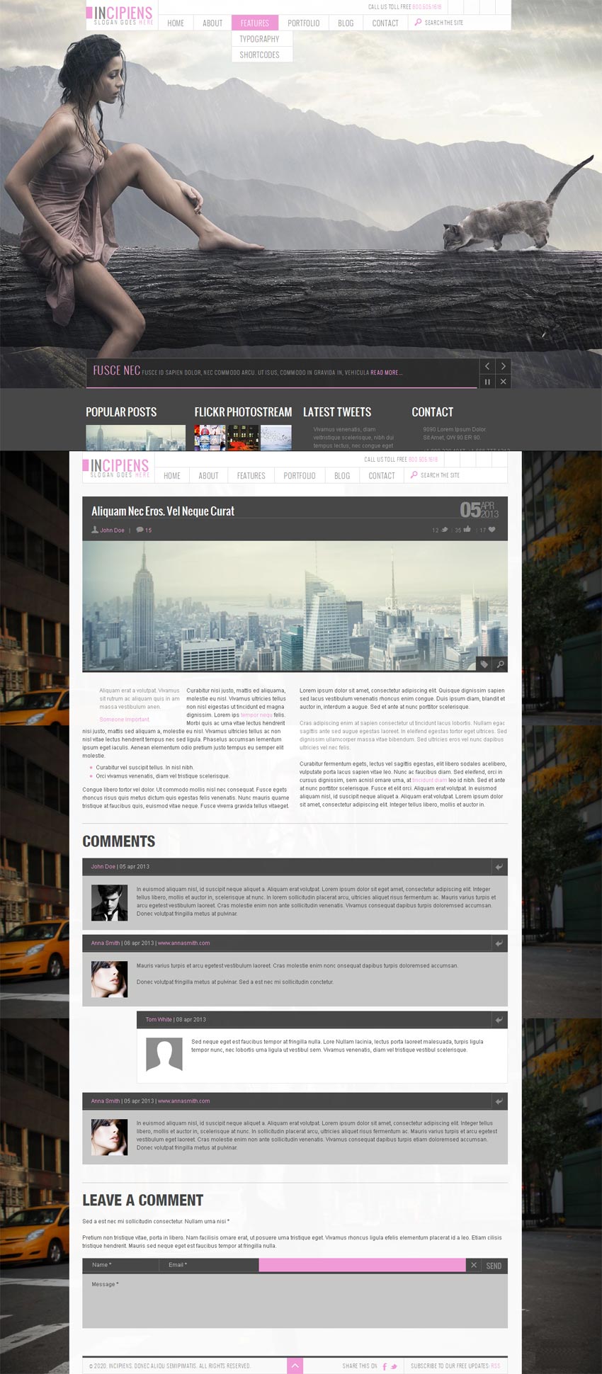 黑色网页扁平化风格的html企业博客网站模板下载