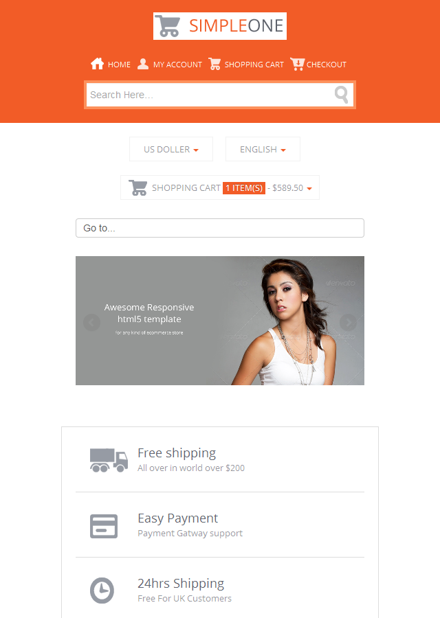 SimpleOne+bootstrap国外响应式购物车商城模板