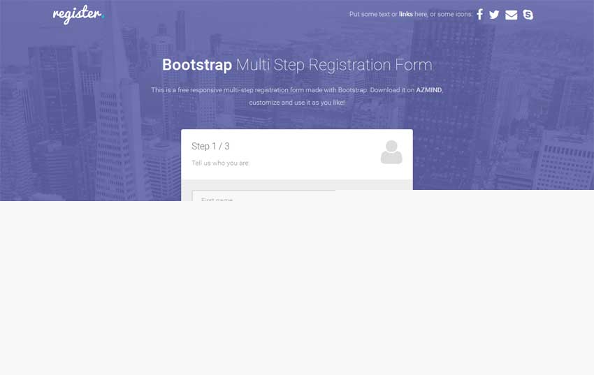 大气的bootstrap响应式注册表单界面模板下载